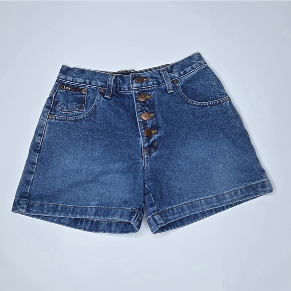Y2K Vintage 90's l.e.i. Blue Jean Denim Shorts Mid Rise Juniors/Women's Size 5 - Picture 2 of 12